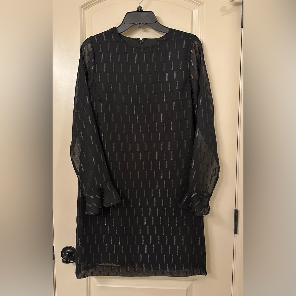 New with Tags Banana Republic Black dress with Metallic Black Threads.